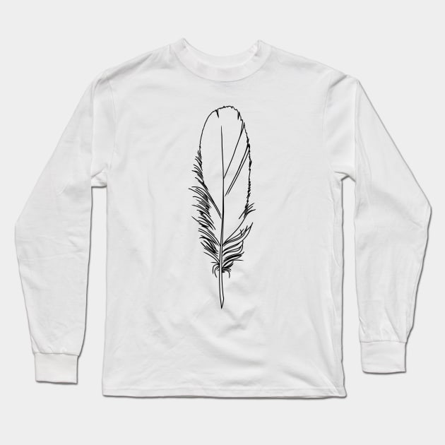 feather. black Long Sleeve T-Shirt by elywick